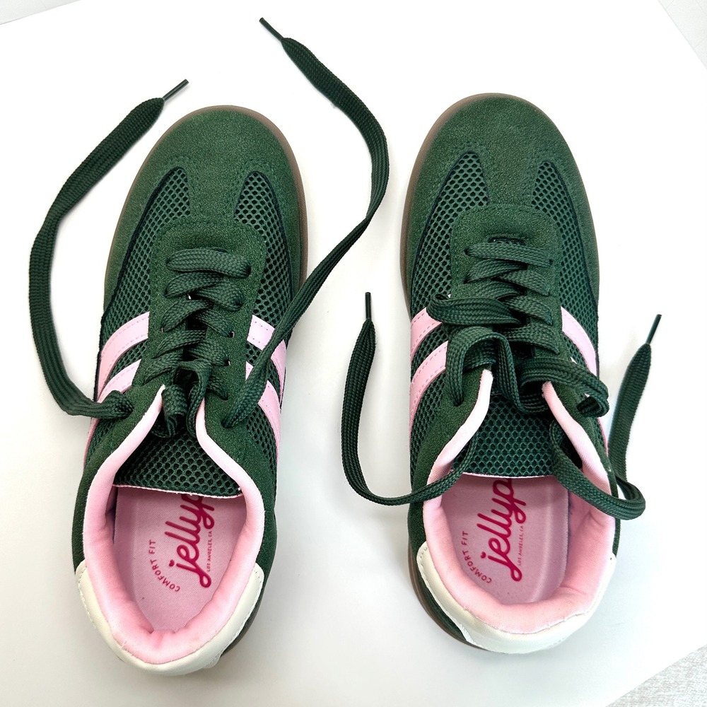 Jellypop Metro Suede Sneakers Retro Sneaker Women's 7.5 Green Pink NWOT New - Picture 5 of 9